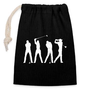 Golf Golfer Golfen Golfspieler Geschenk Retro - Verschließbarer Geschenkbeutel aus Baumwolle (14x20cm) - Schwarz - Vorne
