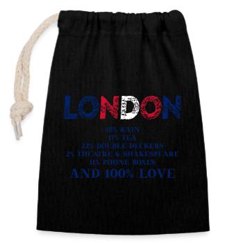 London Geschenkidee England United Kingdom witzig - Verschließbarer Geschenkbeutel aus Baumwolle (14x20cm) - Schwarz - Vorne