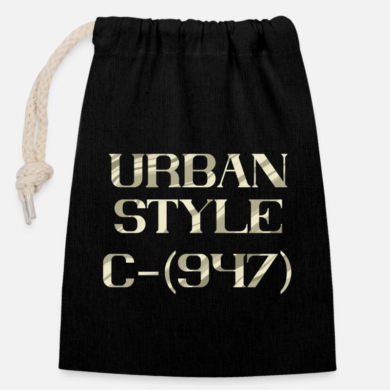 STYLE URBAIN - Sac cadeau en coton avec cordon (14 x 20 cm) - noir