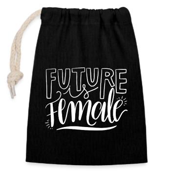 Feminism Saying Gift Vintage Emancipation - Closable cotton gift bag (14x20cm) - black - Front