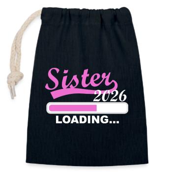 Sister 2026 Wird Geladen - Verschließbarer Geschenkbeutel aus Baumwolle (14x20cm) - Navy - Vorne