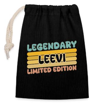 Leevi comme nom - Sac cadeau en coton avec cordon (14 x 20 cm) - noir - Devant