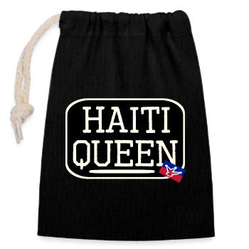 Logo d’Haïti avec un drôle de drapeau - Sac cadeau en coton avec cordon (14 x 20 cm) - noir - Devant