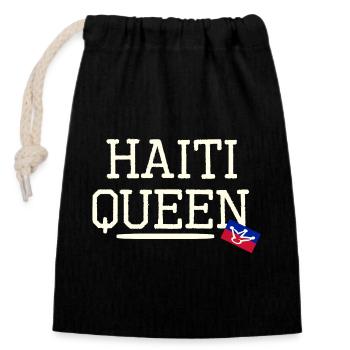 Reine d’Haïti avec un drôle de drapeau - Sac cadeau en coton avec cordon (14 x 20 cm) - noir - Devant
