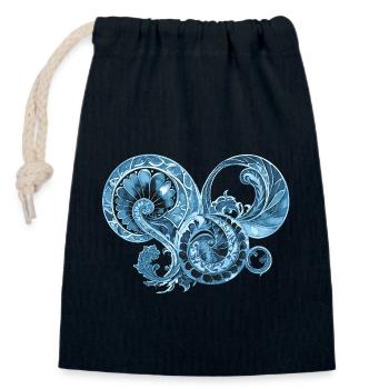 Blaues Ornament - Verschließbarer Geschenkbeutel aus Baumwolle (14x20cm) - Navy - Vorne