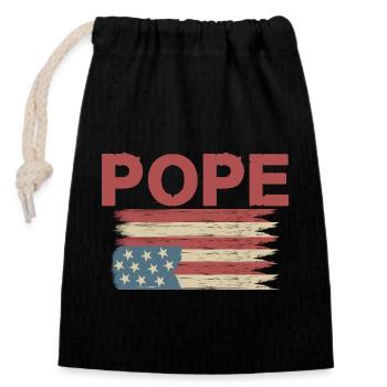 American Flag Pope - Closable cotton gift bag (14x20cm) - black - Front