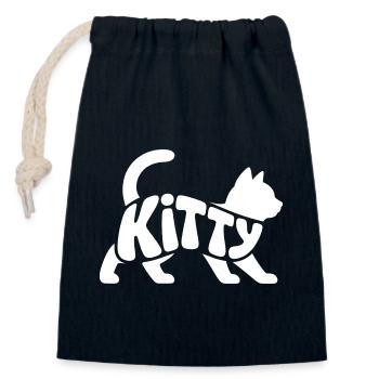 Kitty - Cute Pet Cat Design - Closable cotton gift bag (14x20cm) - navy - Front