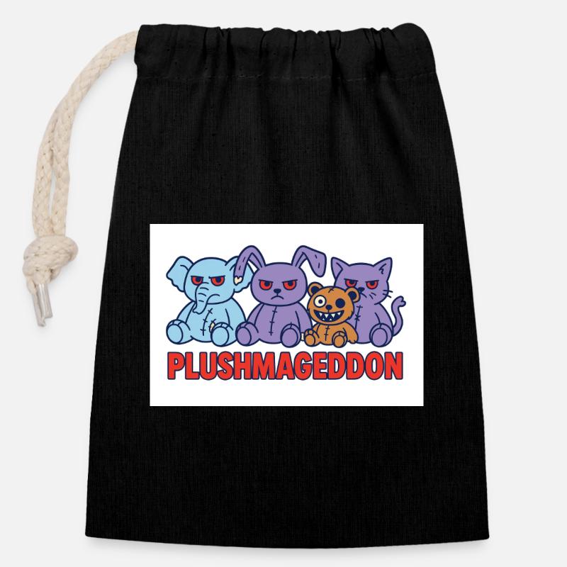 Plushmageddon - Verschließbarer Geschenkbeutel aus Baumwolle (14x20cm) - Schwarz