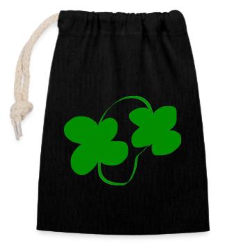 Feuilles porte-bonheur - Sac cadeau en coton avec cordon (14 x 20 cm) - noir - Devant
