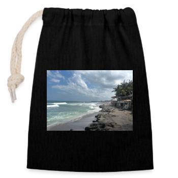 INDONET Bali Indonesien - Verschließbarer Geschenkbeutel aus Baumwolle (14x20cm) - Schwarz - Vorne