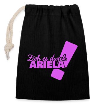 Vorname Ariela - Verschließbarer Geschenkbeutel aus Baumwolle (14x20cm) - Schwarz - Vorne