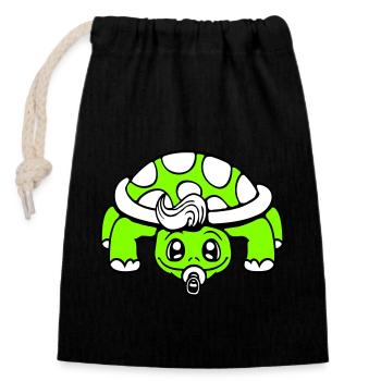 Tortue Bébé Sucette Petit Enfant Bambin - Sac cadeau en coton avec cordon (14 x 20 cm) - noir - Devant