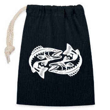 Pike Fish - Closable cotton gift bag (14x20cm) - navy - Front