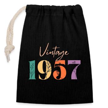 Vintage 1957 florale - Sac cadeau en coton avec cordon (14 x 20 cm) - noir - Devant