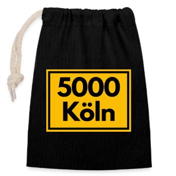 Ortsschild - damals Retro urban PLZ 5000 Köln - Verschließbarer Geschenkbeutel aus Baumwolle (14x20cm) - Schwarz - Vorne