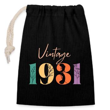 Vintage 1931 Floral - Closable cotton gift bag (14x20cm) - black - Front