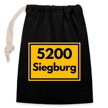 Ortsschild - damals Retro alte PLZ 5200 SIEGBURG - Verschließbarer Geschenkbeutel aus Baumwolle (14x20cm) - Schwarz - Vorne