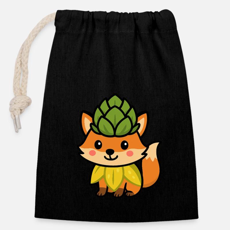 Bud fox - Closable cotton gift bag (14x20cm) - black