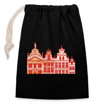 Historic Baroque-style façade - Closable cotton gift bag (14x20cm) - black - Front