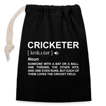 Cricketer Meaning - Closable cotton gift bag (14x20cm) - black - Front