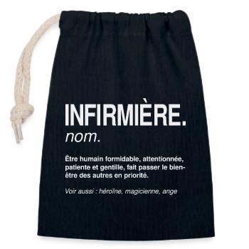 Infirmière Définition Héroïne du Quotidien - Sac cadeau en coton avec cordon (14 x 20 cm) - bleu marine - Devant