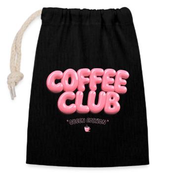 Coffee Club – Queen Edition in Pink - Verschließbarer Geschenkbeutel aus Baumwolle (14x20cm) - Schwarz - Vorne