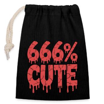 666% Cute! Satanistisches Goth Girl Design - Verschließbarer Geschenkbeutel aus Baumwolle (14x20cm) - Schwarz - Vorne