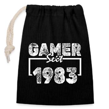 Gambling 1983 - Closable cotton gift bag (14x20cm) - black - Front