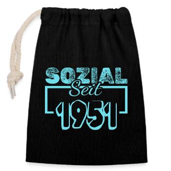 Travailleur social 1951 - Sac cadeau en coton avec cordon (14 x 20 cm) - noir - Devant