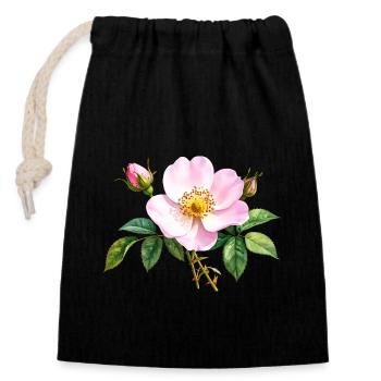 Wild Rose - Watercolor - Closable cotton gift bag (14x20cm) - black - Front