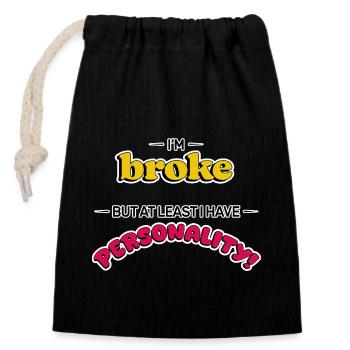 Rich in Personality - Closable cotton gift bag (14x20cm) - black - Front