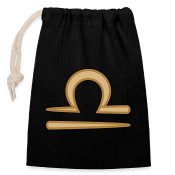Symbole du zodiaque Balance bicolore doré - Sac cadeau en coton avec cordon (14 x 20 cm) - noir - Devant
