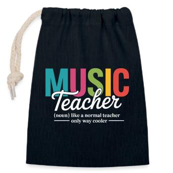 Vibrant Music Teacher Illustration - Closable cotton gift bag (14x20cm) - navy - Front