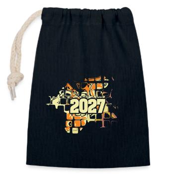 Flower Power 2027 - Closable cotton gift bag (14x20cm) - navy - Front