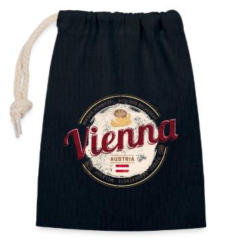 Vienne, Autriche, Capitale Vintage, Souvenir - Sac cadeau en coton avec cordon (14 x 20 cm) - bleu marine - Devant