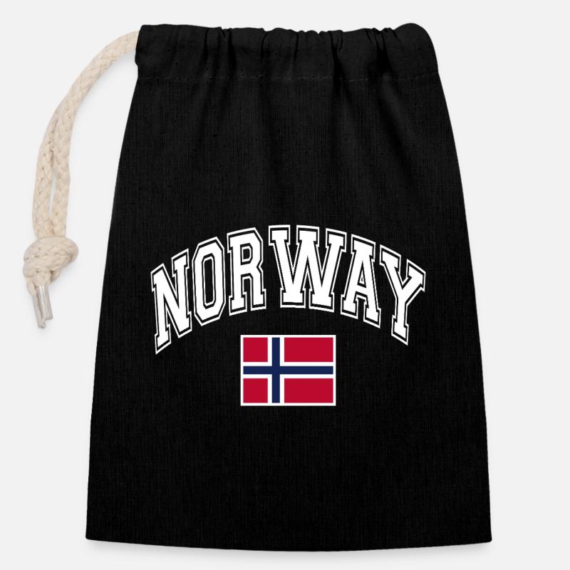 Norway Flag - Closable cotton gift bag (14x20cm) - black