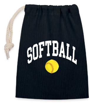 Softball - Sac cadeau en coton avec cordon (14 x 20 cm) - bleu marine - Devant