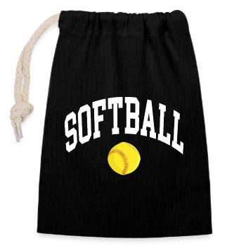 Softball - Verschließbarer Geschenkbeutel aus Baumwolle (14x20cm) - Schwarz - Vorne