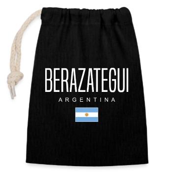 Berazategui Argentinien Argentinier - Verschließbarer Geschenkbeutel aus Baumwolle (14x20cm) - Schwarz - Vorne
