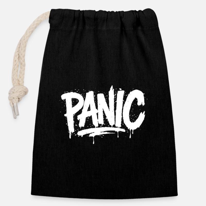PANIC Expressive Grau-Ästhetik mit Risiko-Bothrin - Verschließbarer Geschenkbeutel aus Baumwolle (14x20cm) - Schwarz