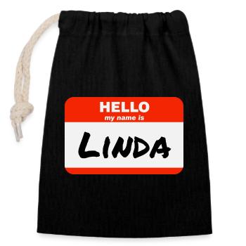 Hello My Name Is Linda Label Name Tag - Closable cotton gift bag (14x20cm) - black - Front