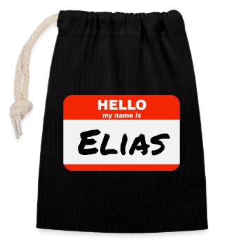 Hello My Name Is Elias Label Name Tag - Closable cotton gift bag (14x20cm) - black - Front