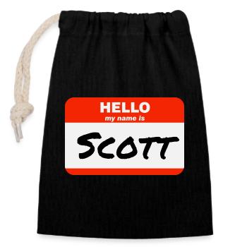 Hello My Name Is Scott Etikett Namensschild - Verschließbarer Geschenkbeutel aus Baumwolle (14x20cm) - Schwarz - Vorne