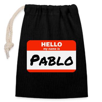 Hello My Name Is Pablo Label Name Tag - Closable cotton gift bag (14x20cm) - black - Front