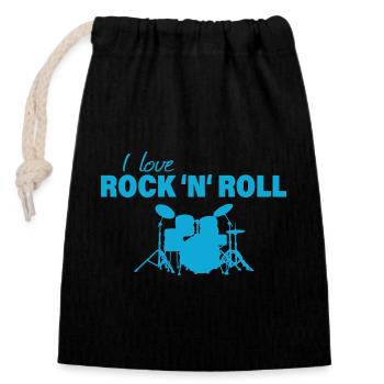 ROCK `N` ROLL - Verschließbarer Geschenkbeutel aus Baumwolle (14x20cm) - Schwarz - Vorne