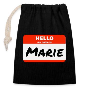 Hello My Name Is Marie Label Name Tag - Closable cotton gift bag (14x20cm) - black - Front
