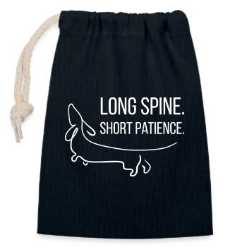 Short-legged. Stubborn. Dachshund. - Closable cotton gift bag (14x20cm) - navy - Front