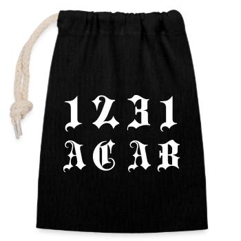 Monogramme gothique 1231 - Sac cadeau en coton avec cordon (14 x 20 cm) - noir - Devant
