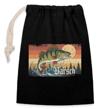 Barsch Angeln Flussbarsch Fischen Angler Natur - Verschließbarer Geschenkbeutel aus Baumwolle (14x20cm) - Schwarz - Vorne