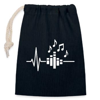 Égaliseur de battement de cœur de pouls de musique - Sac cadeau en coton avec cordon (14 x 20 cm) - bleu marine - Devant